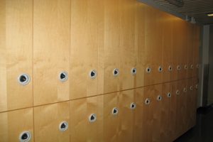 HSPH Lockers in brown color and so many locks over it