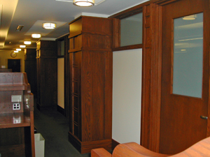 Harvard Law Library wall in brown and white color